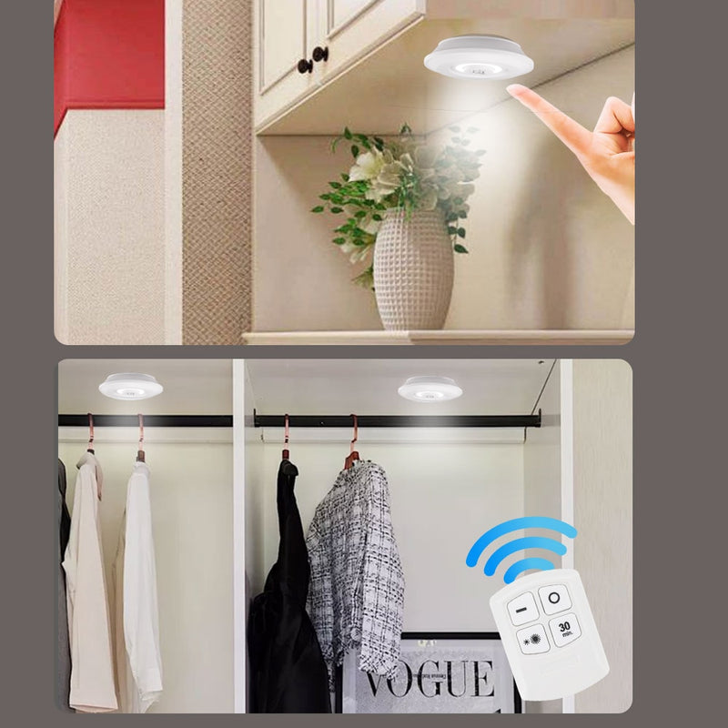 Lâmpadas Luminária Led - Sem fio - Com controle Remoto - Para Armário de cozinha decorativo - Escada do banheiro -Iluminação do corredor e muito mais